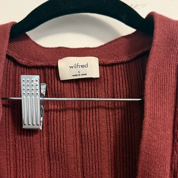 Wilfred Deep Red Ribbed Cardigan Sweater - Picture 2 of 3